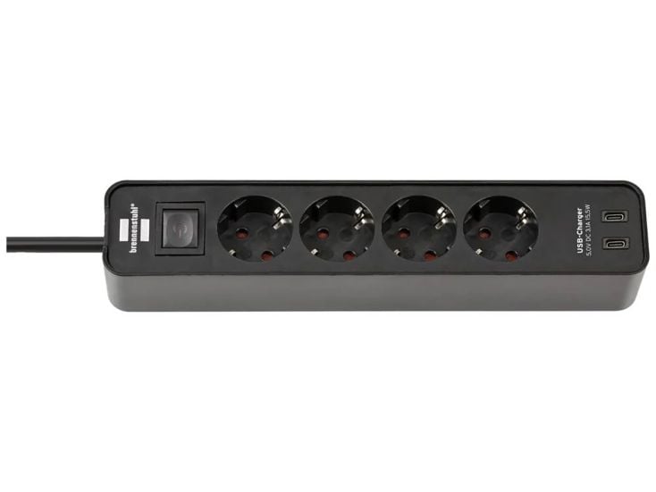 Brennerstuhl Multiprise Ecolor avec 2 connexions de charge USB-C - Noir