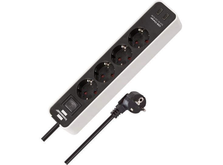 Brennerstuhl Multiprise Ecolor avec 2 connexions de charge USB-C - Blanc