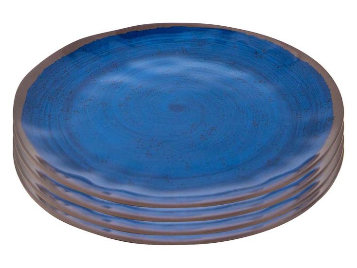 Bo-Camp Halo  assiette plate Mélamine 4 Pièces - Bleu