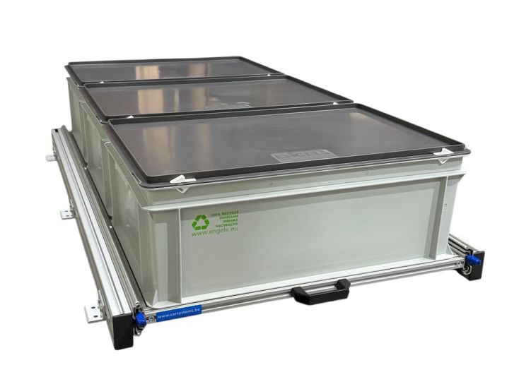 Plateau coulissant 120×60 cm avec 3 bacs fermés