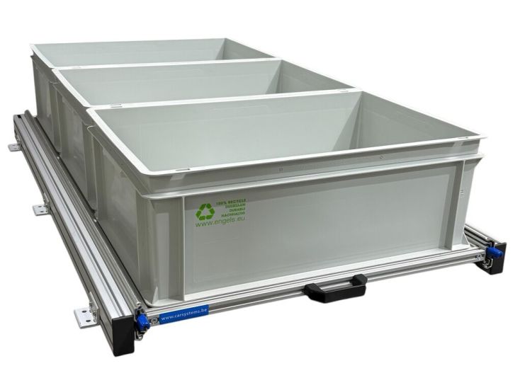 Plateau coulissant en 120×60 cm avec 3 bacs ouverts