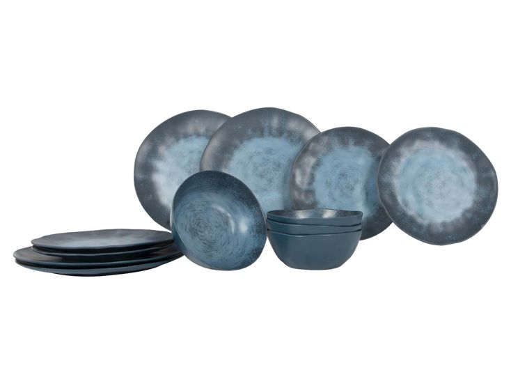Gimex Stone Line Vaisselle foncé 12 Pièces - Bleu