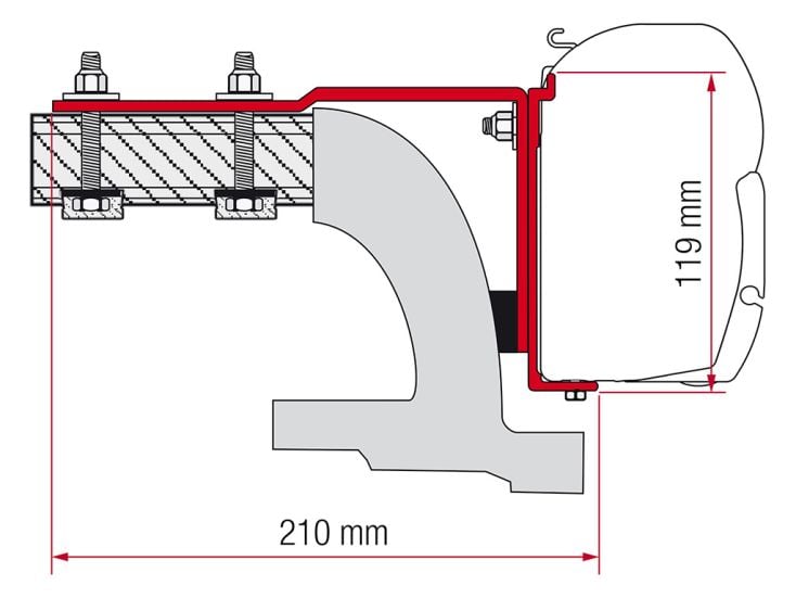Fiamma F45 adaptateur Mercedes Vito avant 2004