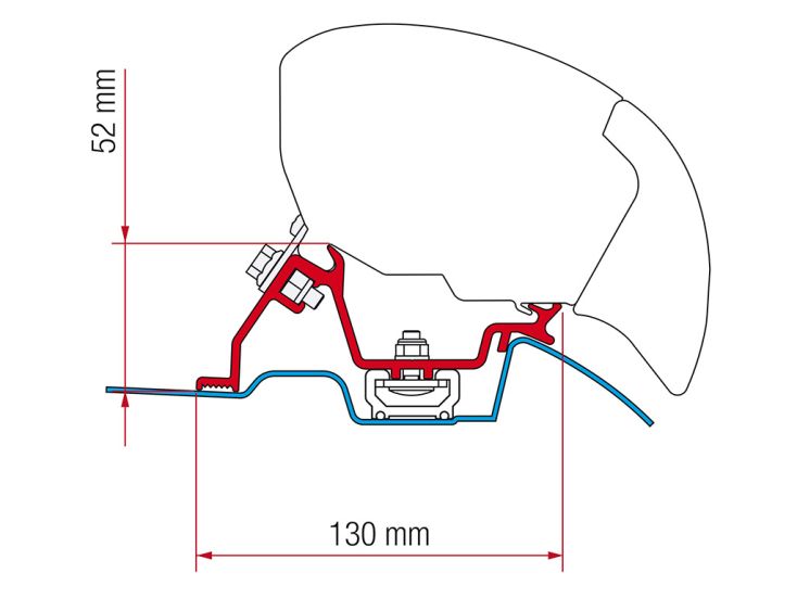 Fiamma F80/F65 adaptateur Sprinter avec Roof-Rail après 06-2006