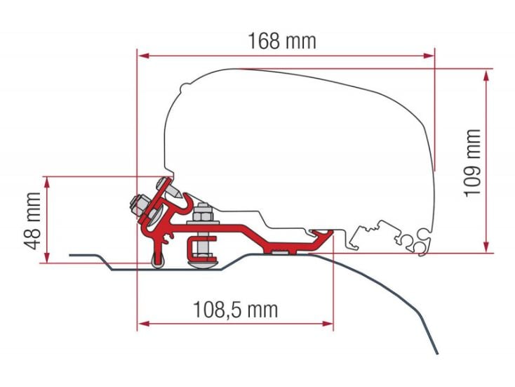 Fiamma F80 adaptateur Ducato L2/L3 H2 > 2006 Low Profile