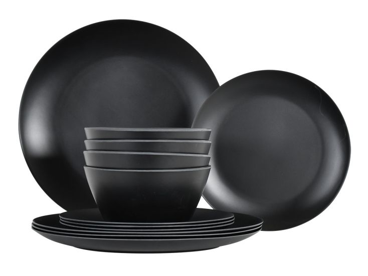 Obelink Matt Black Service de table - 12 pièces