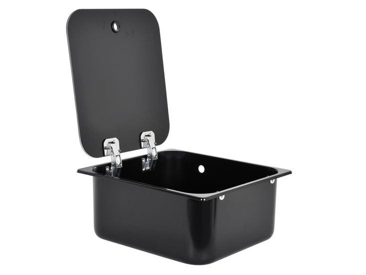 NavyLoad 35 x 32 cm évier avec couvercle en verre - Black