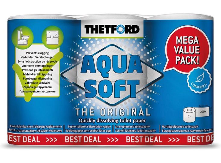 Thetford Aqua Soft Papier toilette – Pack de 6 rouleaux