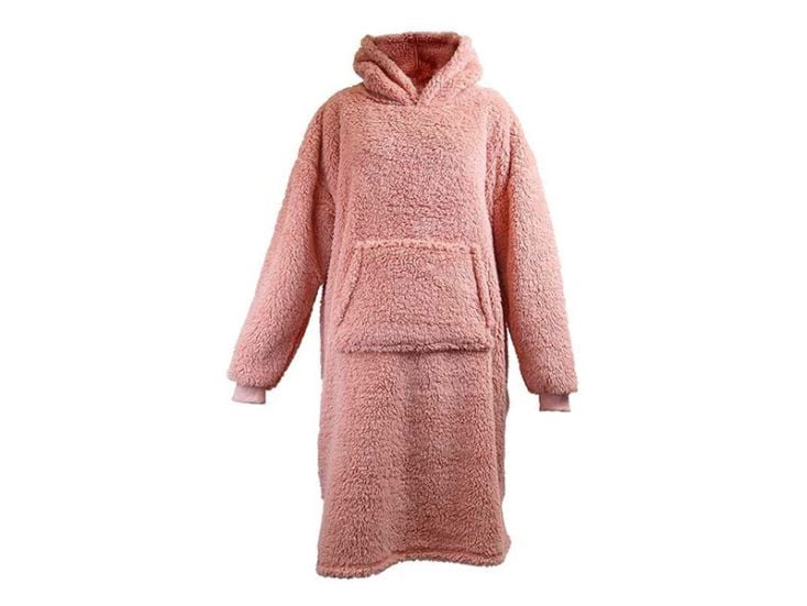 Sweat à capuche long oversized Unique Living Teddy - Old Pink