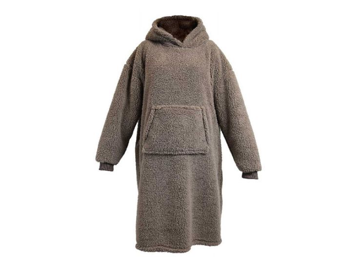 Sweat à capuche long oversized Unique Living Teddy - Taupe