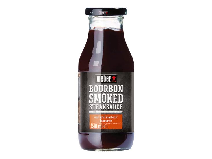 Weber sauce barbecue bourbon smoked pour steaks